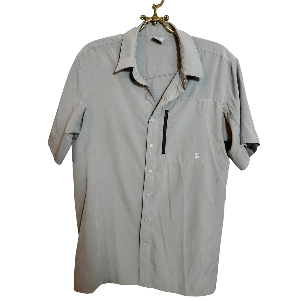 Backcountry Mens L Button Down Shirt Short‎ Sleeve Hiking Outdoor Goat Logo